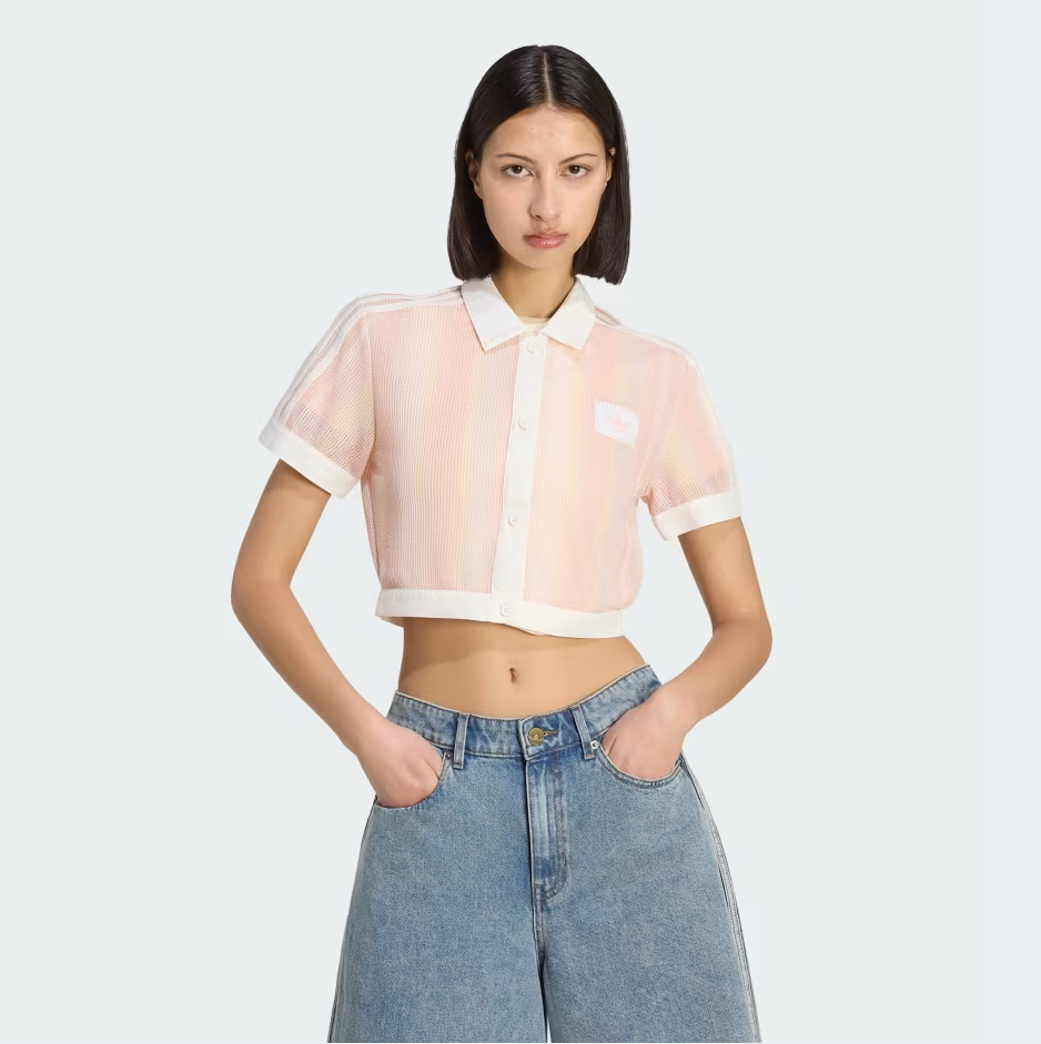 adidas Originals Summer Glow 條紋短身 polo 裇