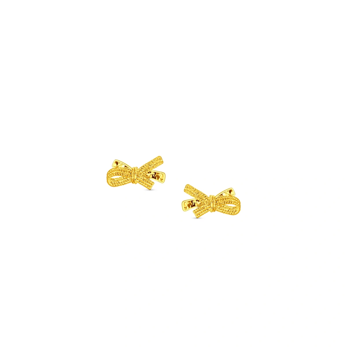 流光絲帶蝴蝶結999足金耳環